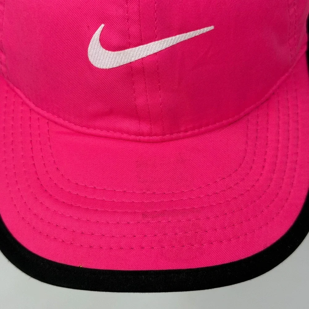 Nike Featherlight Dri-FIT Running Hat Pink Black Youth 4/6X Adjustable Cap